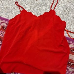 Red monteau scalloped tank top